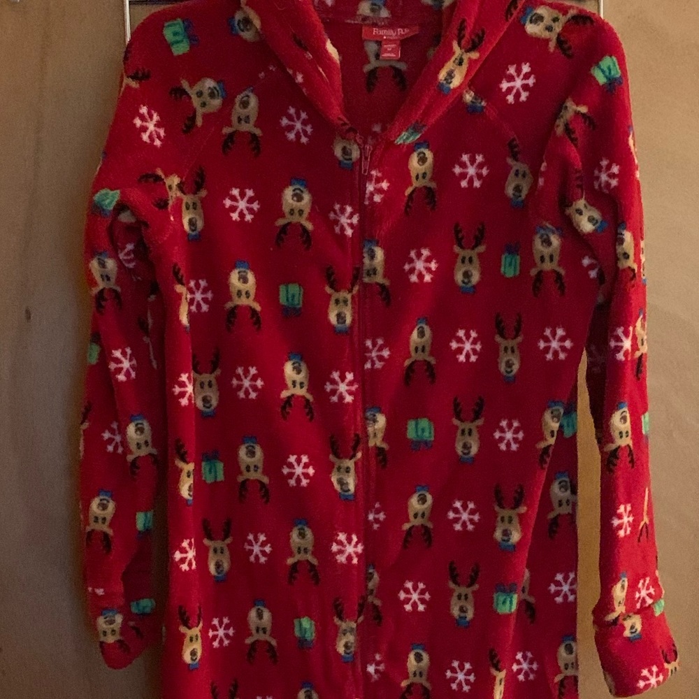 Adult hooded footie pajama